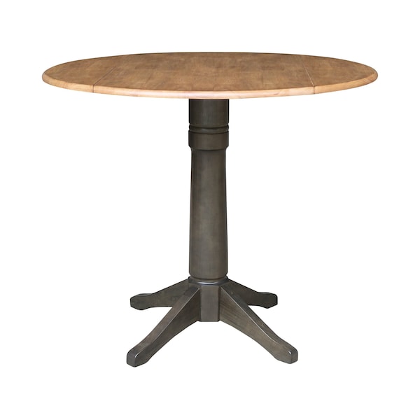 International Concepts Round Round 42 in. Top Dual Drop Leaf Counter Height Pedestal Dining Table in Hickory/Washed Coal K45-42DPT-27B-6B - main